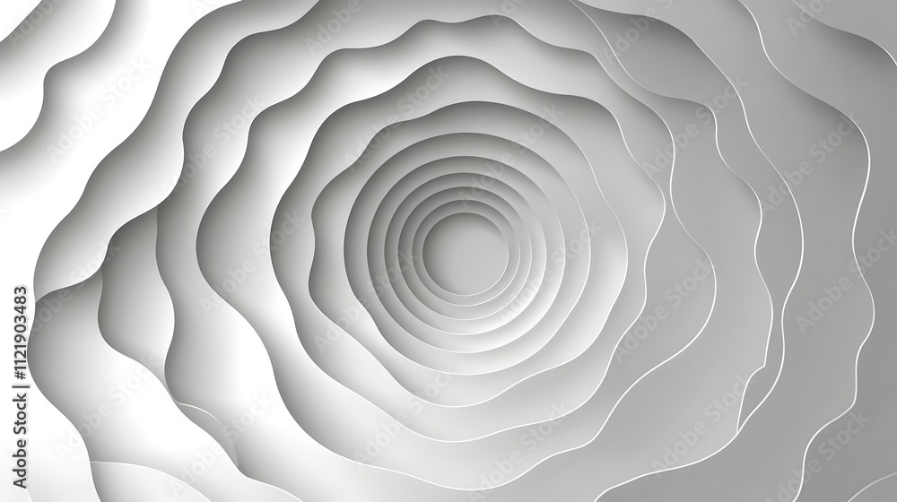 Poster a mesmerizing abstract design featuring a series of concentric, soft-edged spiral shapes in shades o