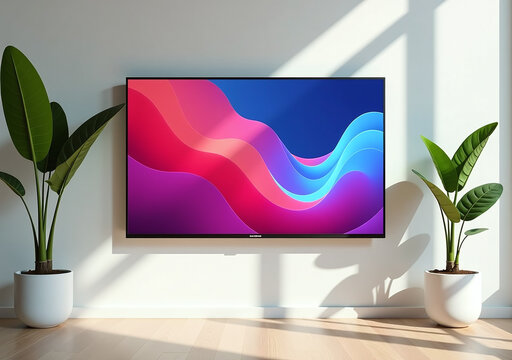 flat tv screen hangs sunny room unique digital artwork created ai
