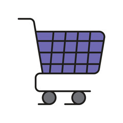 shopping cart color line icon with white background vector stock illustration