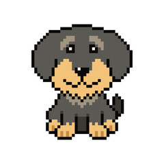 Fototapeta premium Pixel art cute dog vector in retro style for design.