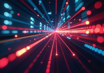 Obraz premium light beams blur digital space illustrating fast data