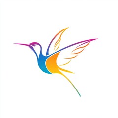 Obraz premium Colorful hummingbird logo design, abstract bird illustration, vibrant gradient, vector art.