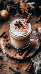 Winter Spiced Latte with Star Anise and Cinnamon  Hot Beverages & Seasonal Drinks, Winter season, Happy New Year, Happy Christmas 
