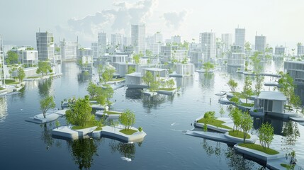 Fototapeta premium Climate-adaptive urban design resilient strategies for sustainable global cities