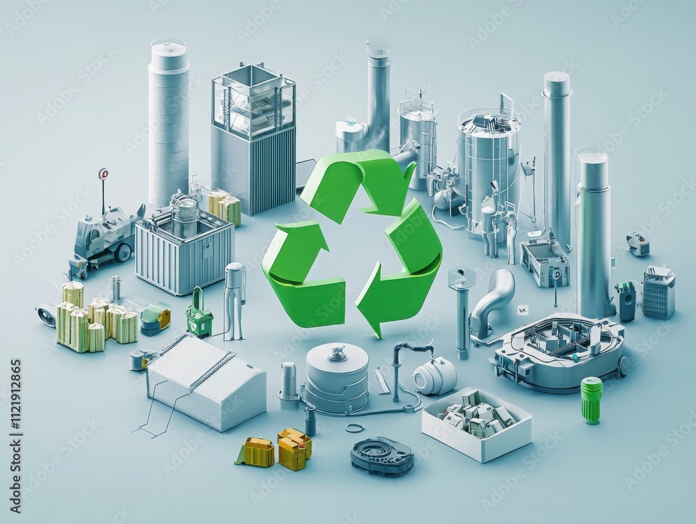 Poster implementing circular economy strategies for product lifecycle waste reduction in geometric design e