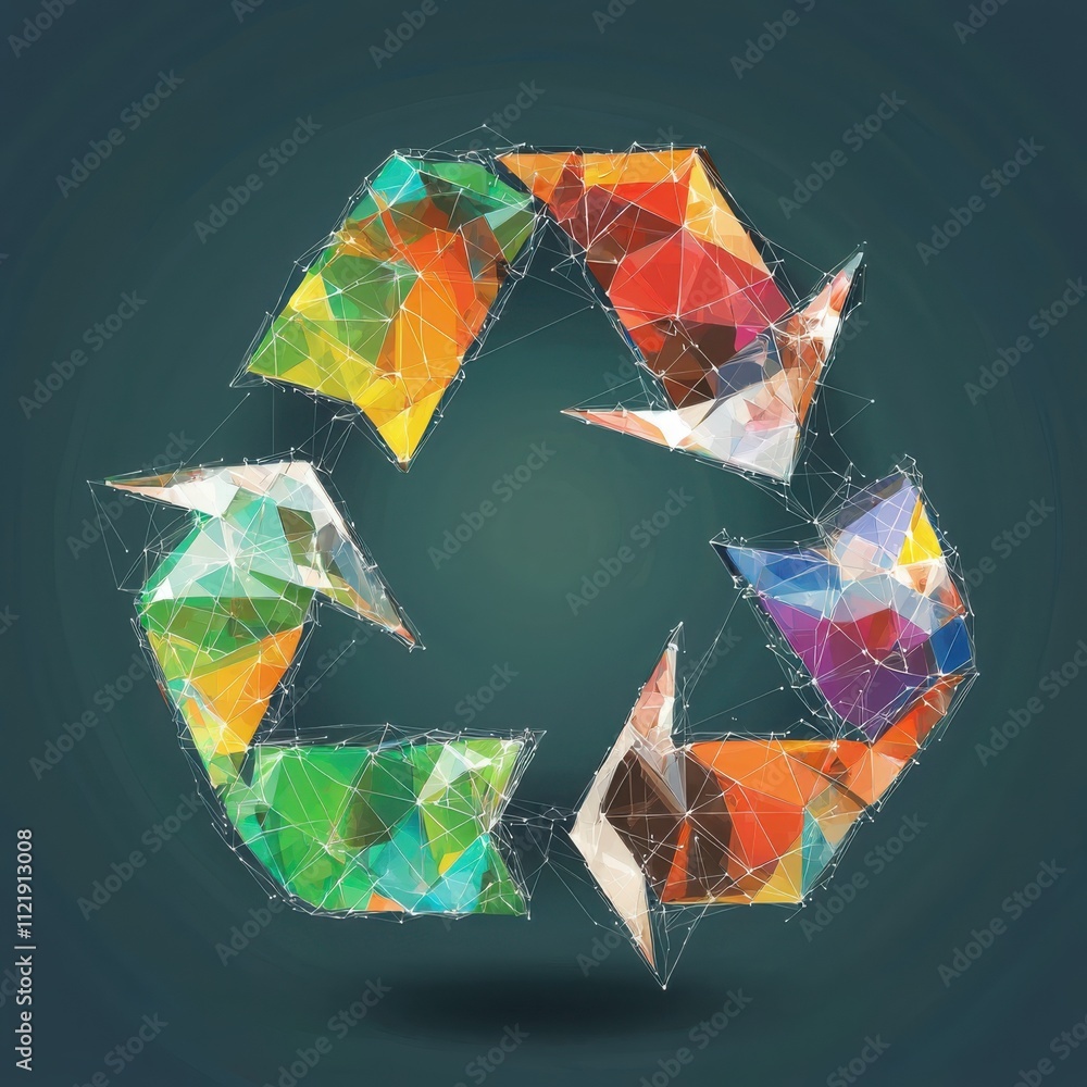 Poster implementing circular economy practices in professional settingsan interconnected recycling process 