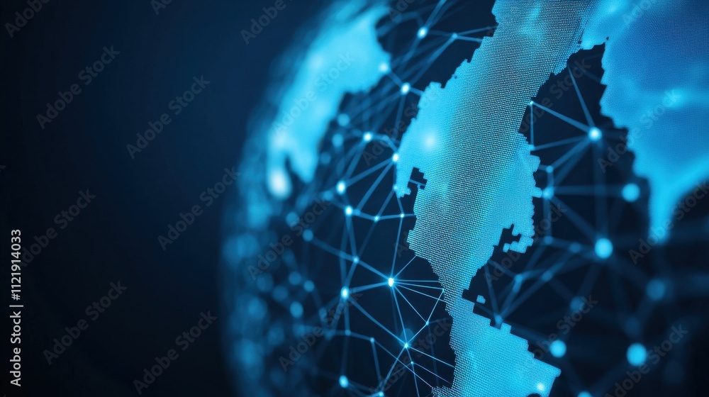 Aufkleber abstract digital globe with network connections and points of light illustrating global communicatio