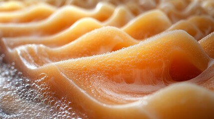 Abstract Close-up of Orange Liquid with Bubbles: A Textured Delight