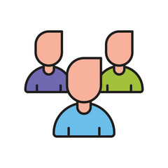 team color line icon with white background vector stock illustration