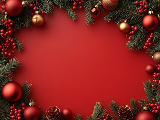 Decorate Christmas Banner Card with Clear Center Space for Big Text