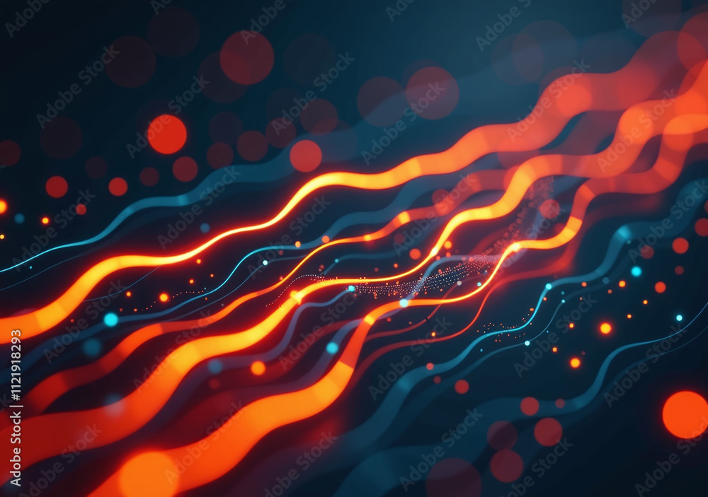 Aufkleber vibrant orange lines create futuristic tech visuals network data