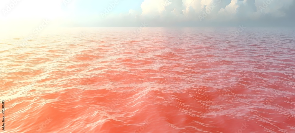 Poster a serene view of calm waters reflecting a warm pastel hue, creating a dreamy atmosphere. the tranqui