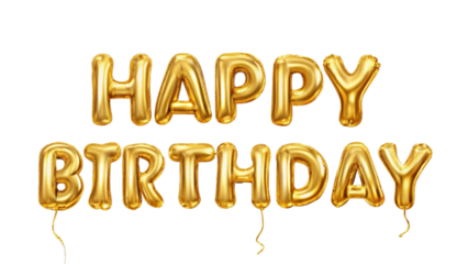 Vector realistic isolated golden balloon text of Happy Birthday on the transparent background. Concept of celebration and happy birthday holiday.