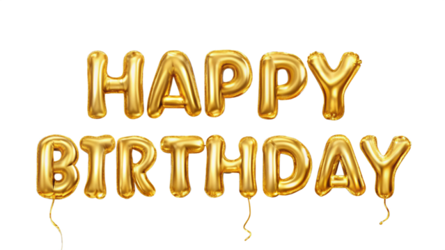 Vector realistic isolated golden balloon text of Happy Birthday on the transparent background. Concept of celebration and happy birthday holiday.