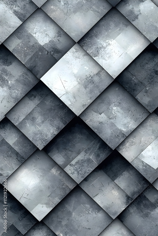 Poster a stylish, textured background featuring overlapping geometric shapes in shades of grey, creating a 