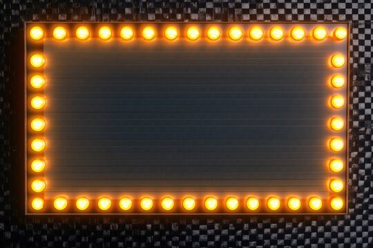 Lighted Sign on Checkered Background