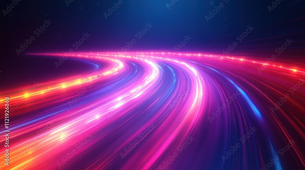 Poster vibrant light trails creating a dynamic motion effect