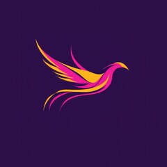 Fototapeta premium Abstract colorful bird in flight, logo design.