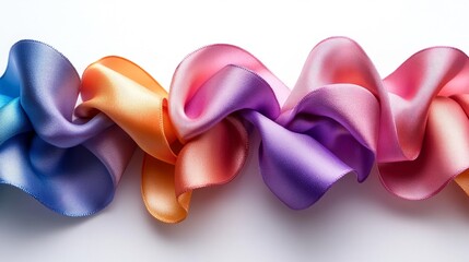 Obraz premium Decorative Ribbon Curls in Bright Colors Isolated on White Background. Generative AI