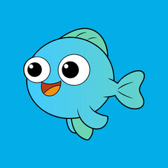 Adorable Cute Cartoon Guppy Fish Illustration for Kids Designs