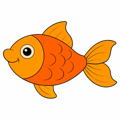 Cute Cartoon Goldfish Illustration &ndash; Vibrant Marine Vector Art for Kids