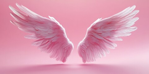 Fototapeta premium White wings on pink background