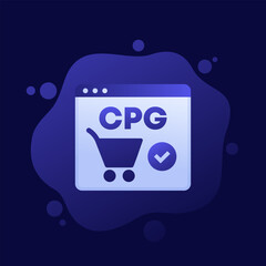 CPG, Consumer Packaged Goods icon, vector design