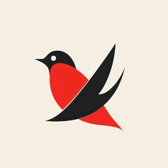 Obraz premium Abstract red and black stylized bird in flight.