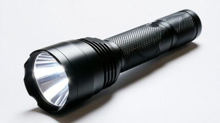 Powerful LED Flashlight  Tactical Torch  Bright Light  Black Metal  Security Equipment  Ou