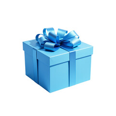 blue gift box with ribbon isolated on transparent background