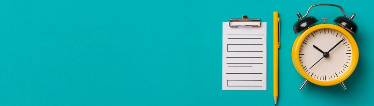 A clock symbolizing the deadline for tax submission next to a checklist.