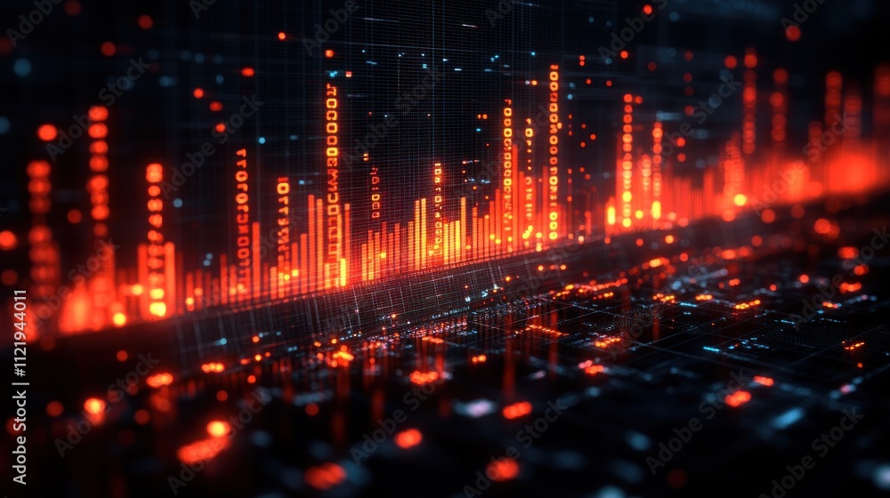 Poster abstract digital data visualization with glowing elements