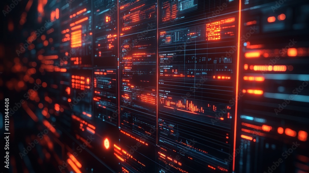 Aufkleber futuristic digital interface with glowing data displays