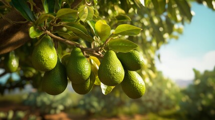 A photo of an avocado tree with avocados