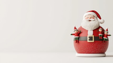 Fototapeta premium 3d santa concept. Christmas-themed decoration featuring a Santa Claus figure with elves.