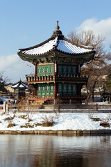 Naklejka premium Historical palace of South Korea in winter
