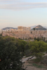 Fototapeta premium ancient greek temple at sunset in Athens, Greece