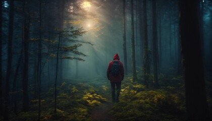 Obraz premium person in the forest