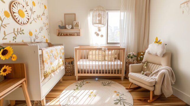 Charming daisy inspired nursery  a bright and uplifting space with whimsical decor and natural light