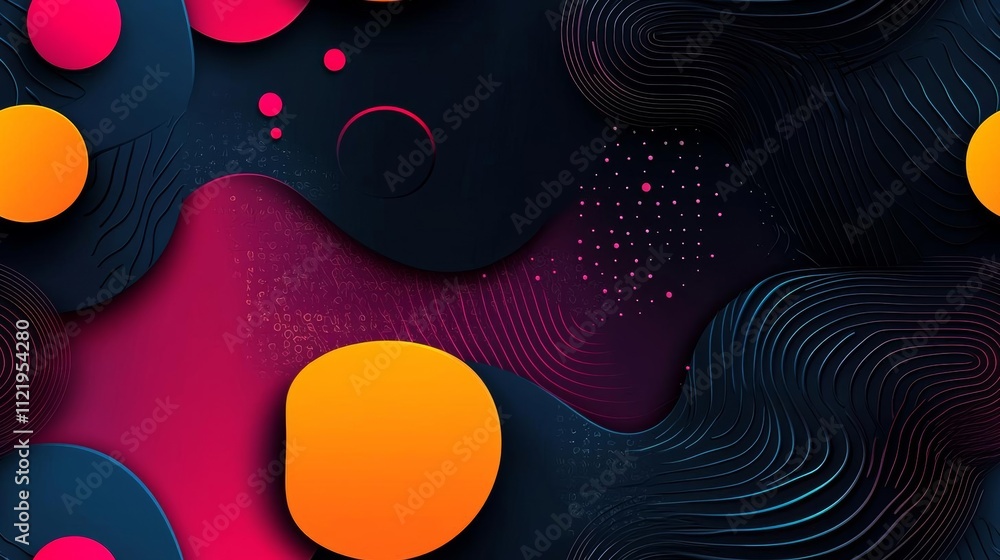 Poster seamless of abstract design with dark gradient wave background and colorful banner poster with black