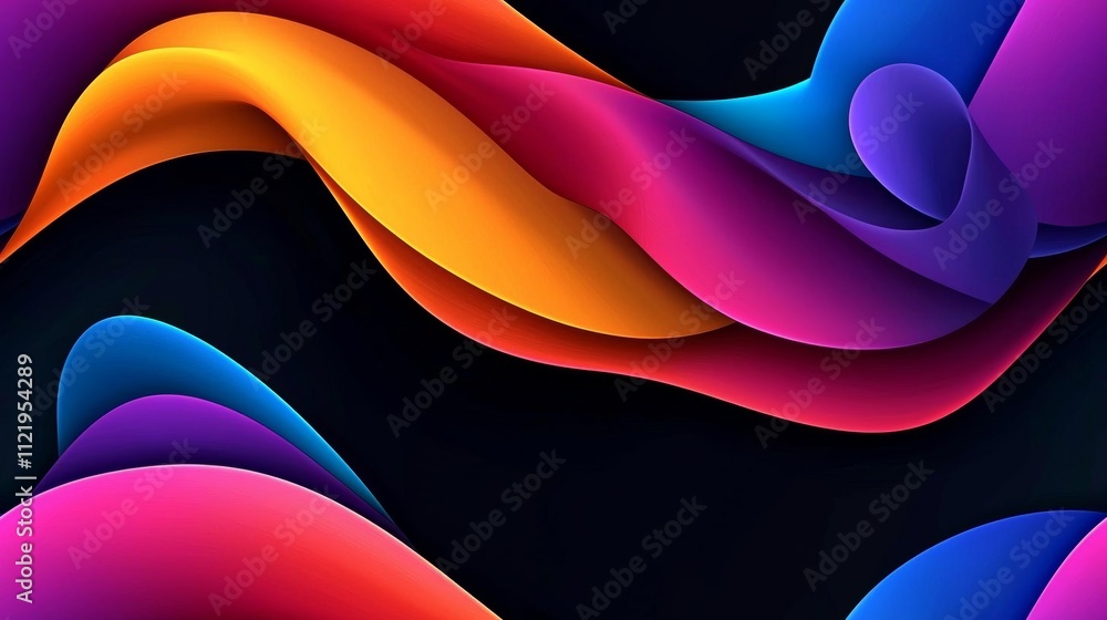 Poster seamless of abstract design with dark gradient wave background and colorful banner poster with black