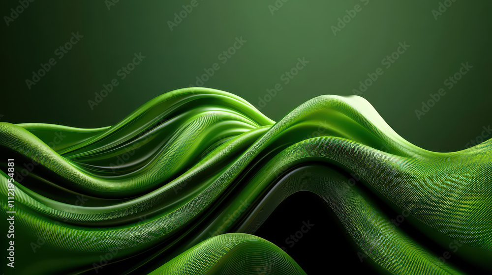 Poster vibrant green abstract waves create dynamic and fluid background, evoking sense of movement and ener