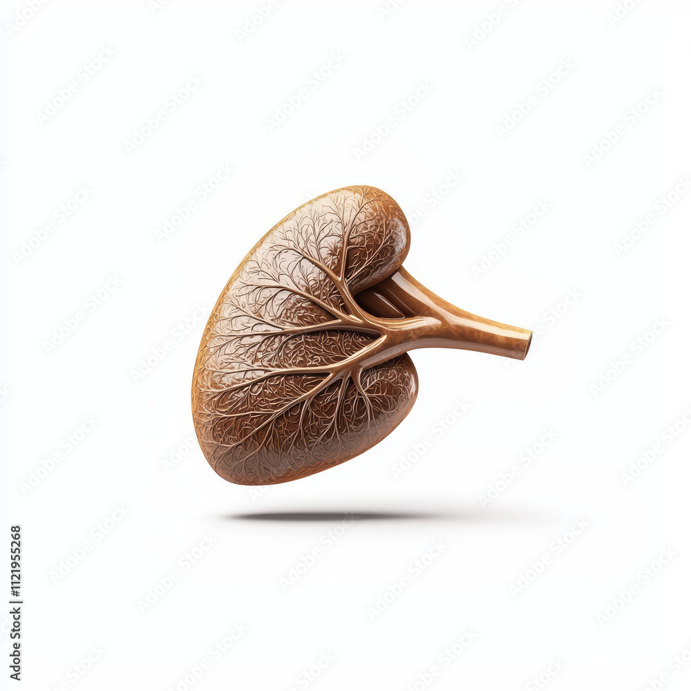 Poster clean depiction of liver with distinct lobes and intricate details, showcasing its unique structure 