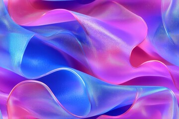 Obraz premium seamless of Close-up of ethereal pastel neon blue, purple, lavender, pink holographic metallic foil background