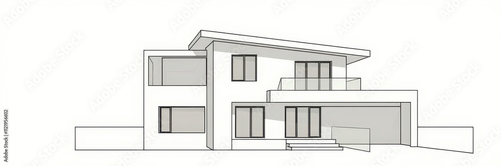 Aufkleber abstract rendering of a sleek and minimalist modern house featuring clean lines and geometric shapes