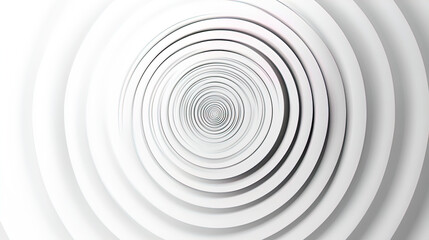 Obraz premium The image features a concentric circular pattern that draws the viewer's eye toward the center. The circles are evenly spaced and create a swirling effect, set against a stark white background that en