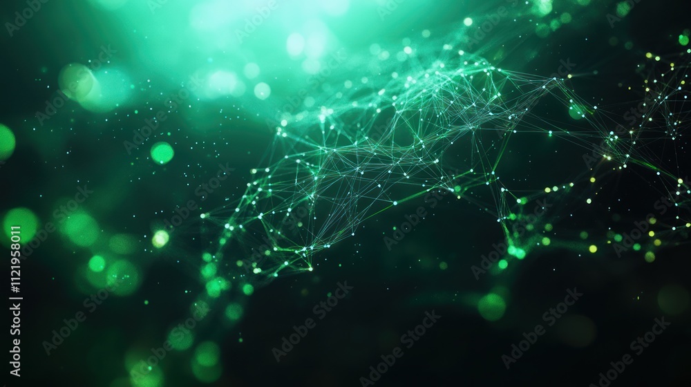 Poster abstract green network design with glowing connection