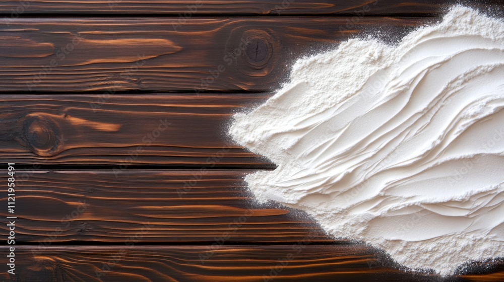 Poster an abstract artistic pattern created with different types of flour (white, whole wheat