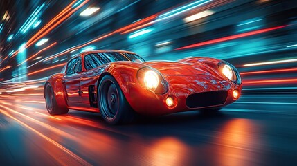 A high-speed vehicle in motion, blurred to convey speed, representing transportation, travel, logistics, and tourism