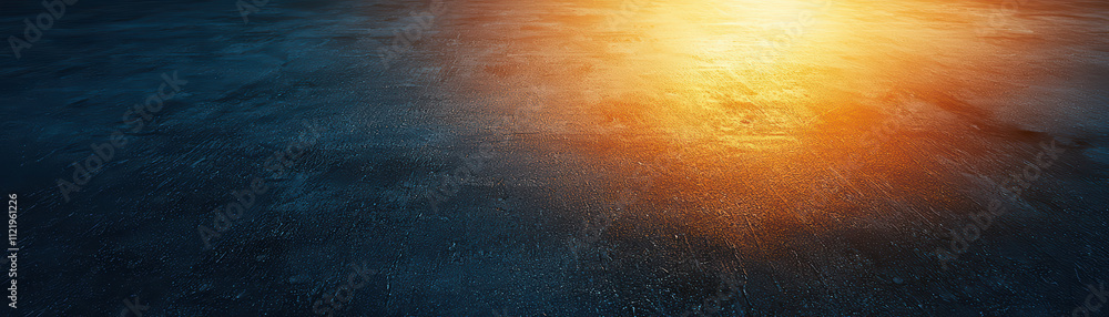 Poster Smooth concrete surface with warm glow, creating minimalistic and serene atmosphere. interplay of light and texture evokes sense of calm and simplicity